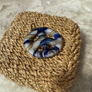 Blue and White Swirled Glass Pendant